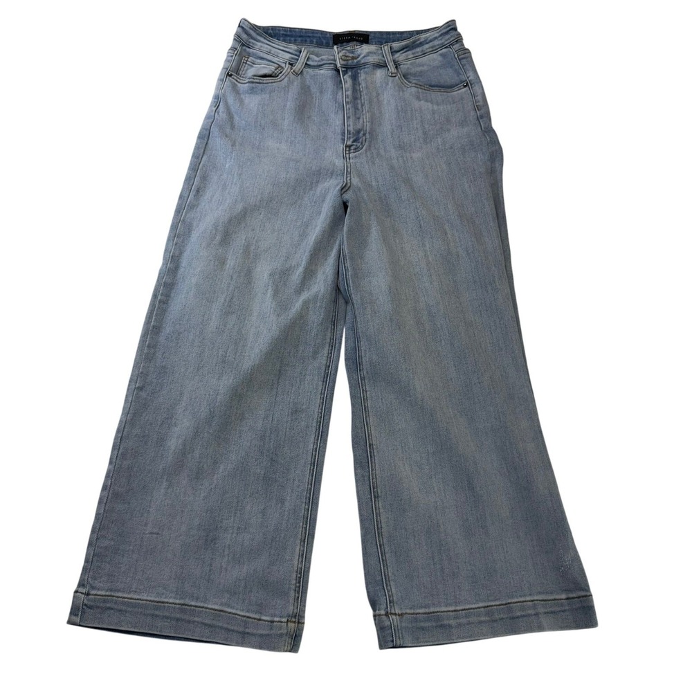 Risen Jeans Women's 15/32 Waist‎ Cropped Wide Leg Light Wash Blue Denim Y2K